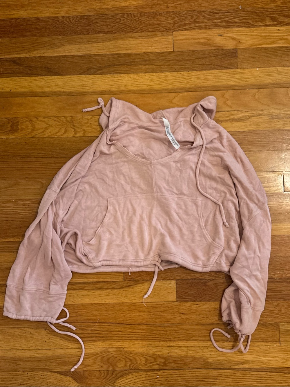 Free People Movement Light Pink Cropped Hoodie Top XS